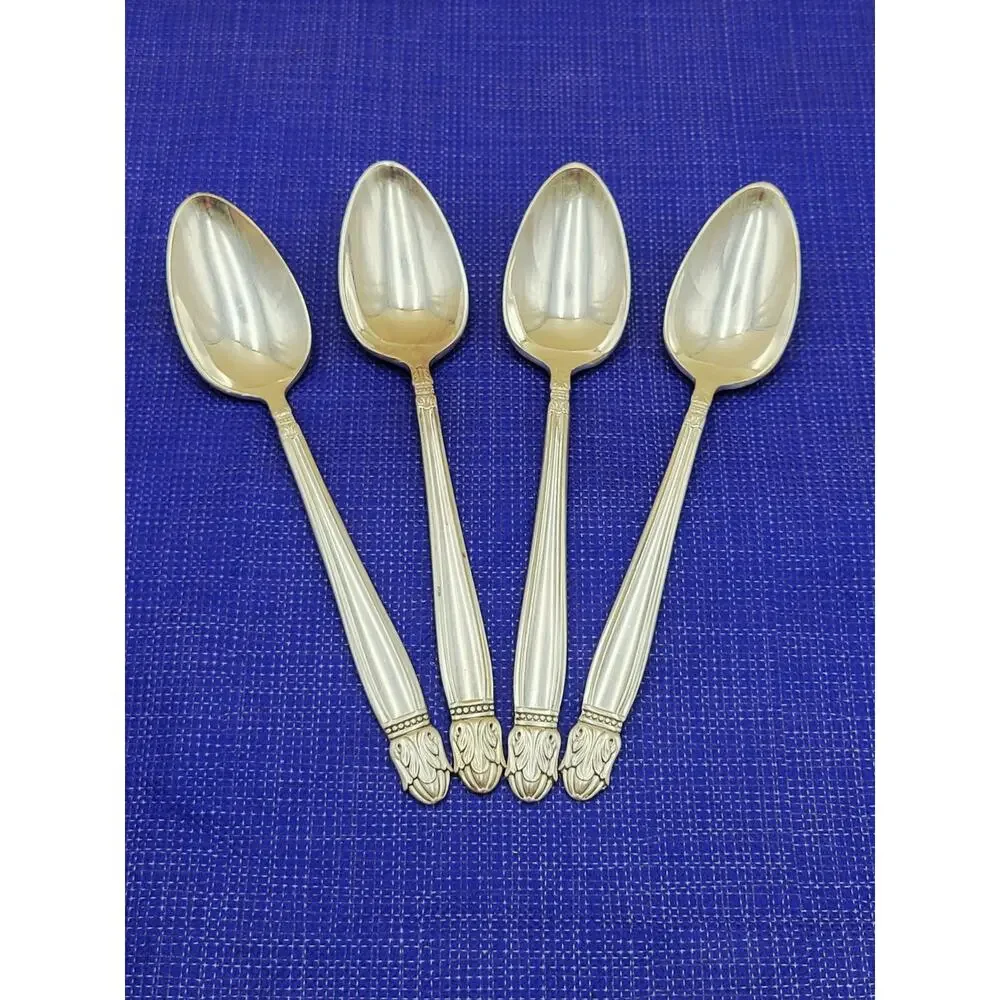 Holmes & Edwards International Silver 1938 Danish Princess Teaspoon Spoon Set 4